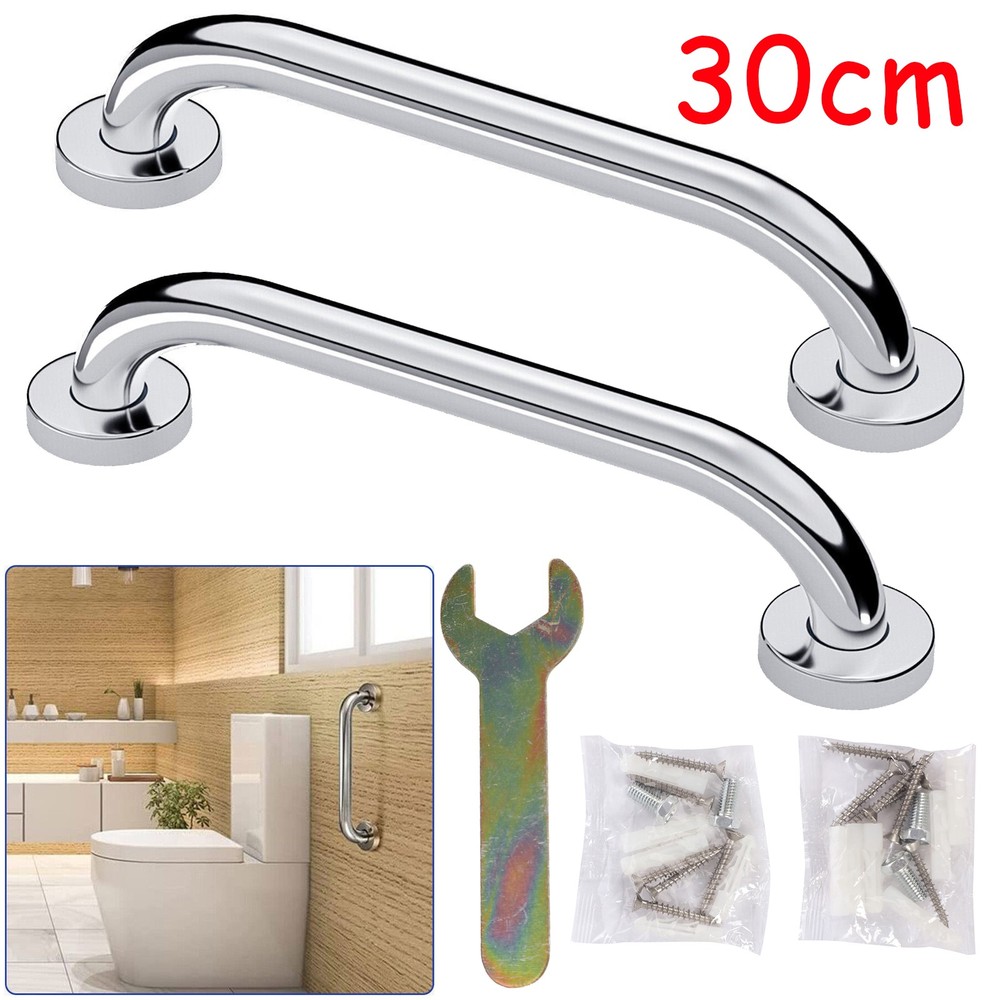 2PC Bathroom Shower Grab Bar Handle Safety Hand Rail Support Bar Stainless Steel