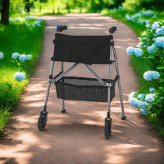7lbs Rollator Walker Foldable Rolling Walker 330LB Capacity for Senior Blue Gray