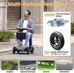 PAISEEC S3 MOBILITY SCOOTER SENIORS 25 MILES , 6 MPH MAX, 300LBS LOADING – GRAY