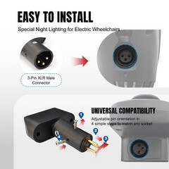 Electric Wheelchair LED Light with SOS Flash Mode 3-Pin XLR Adjustable Headlight