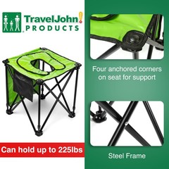 Foldable Commode Chair – Portable Camping Toilet, Steel Frame with Padded Sea…