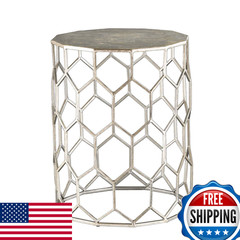Sei Furniture Clarissa Metal Honeycomb Accent Table Geometric Style Round