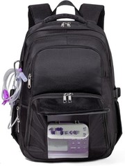 Black Enteral Feeding Tube Backpack for Adults with Multi-Compartment Storage
