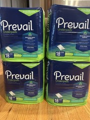 Prevail Extra Strong Underpads L-23x36in Latex Free Moisture Proof 18 Count 4box