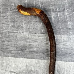 Natural Hardwood Walking Stick Cane Rustic Handcrafted Hiking Staff 34 Inch Bark