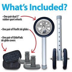 Heavy Duty 5″ Walker Wheel Kit with Universal Ski Glides for Bariatric Support