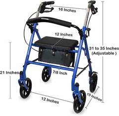 McKesson Rollator Walker with Seat and 4 Wheels, Steel Durable