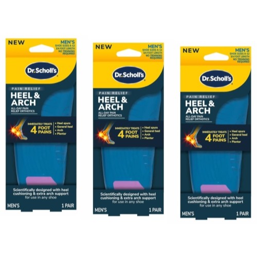 Dr. Scholl’s Orthotics for Heel Pain – Men Size 8-12, 1 Pair – Pack of 3