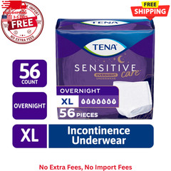 TENA Sensitive Care Overnight Underwear, XL, 56 Count (Waist Size 39in-52in) New