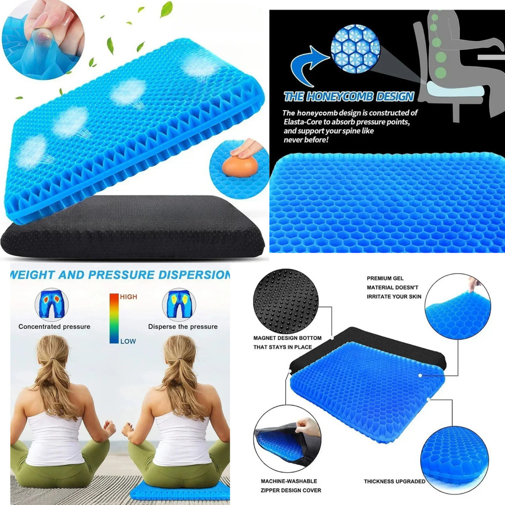 Honeycomb Gel Seat Cushion 2.5cm Thick Cooling Orthopedic Chair Car Seat Pad