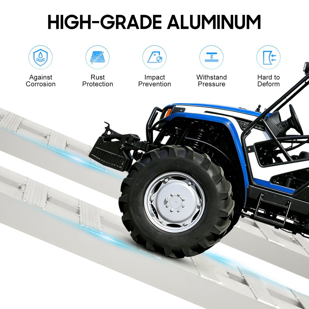 2Pcs 60″x12″ Aluminum 6000 LBS Truck Car Auto Trailer Ramps Hook End Knife New