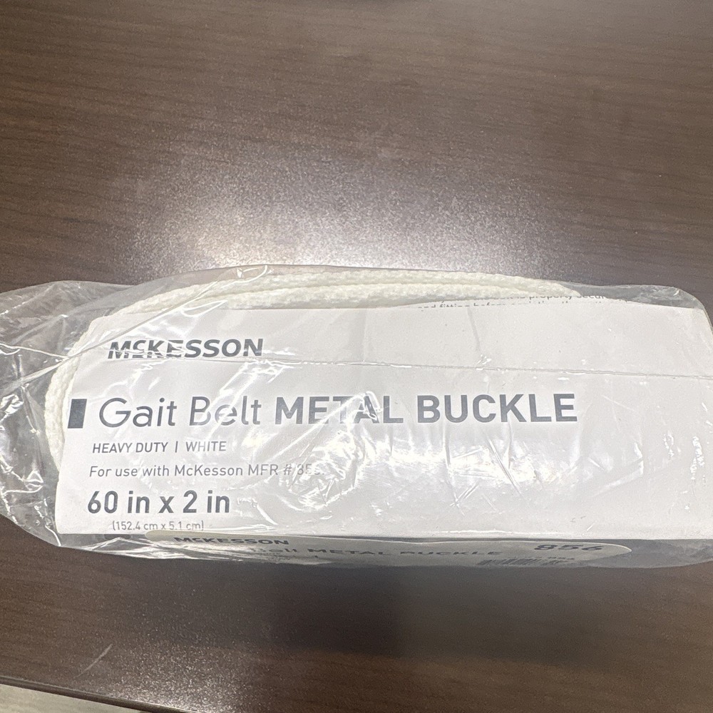 McKesson Heavy Duty Gait Belt Metal Buckle, White 60 x 2 in, MPN 856