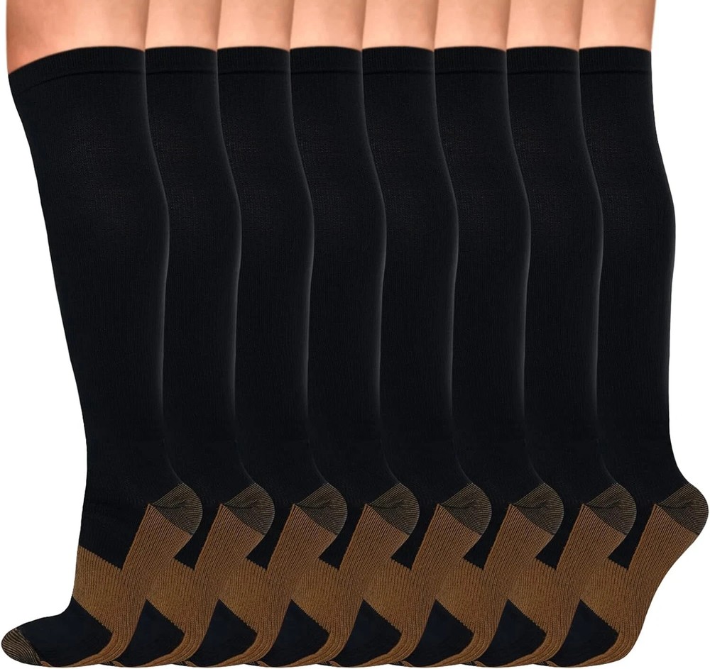 8 Pairs Copper Compression Socks for Women & Men Circulation