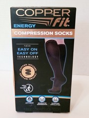 COPPER FIT ENERGY COMPRESSION SOCKS; MEN ‚S SIZE 6-9, WOMEN’S 7-10; UNOPENED BOX