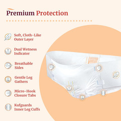 Bariatric Disposable Briefs 3X-Large with Peach Mat Core for Dry Skin, Odor Cont