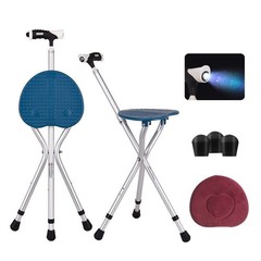 Folding Lightweight Walking Stick Cane with Seat Foldable Golf A-Classic-Blue