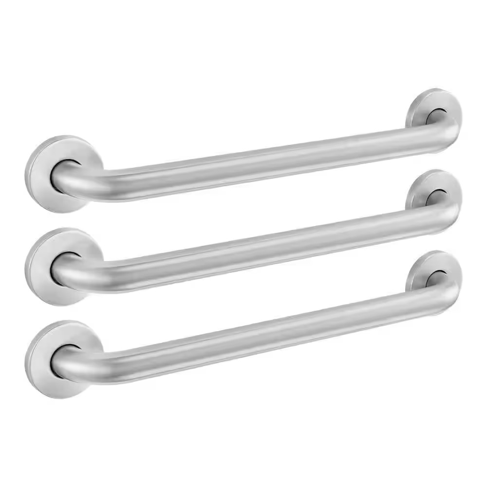 18 In. Grab Bar Combo in Brushed Stainless Steel (3-Pack)
