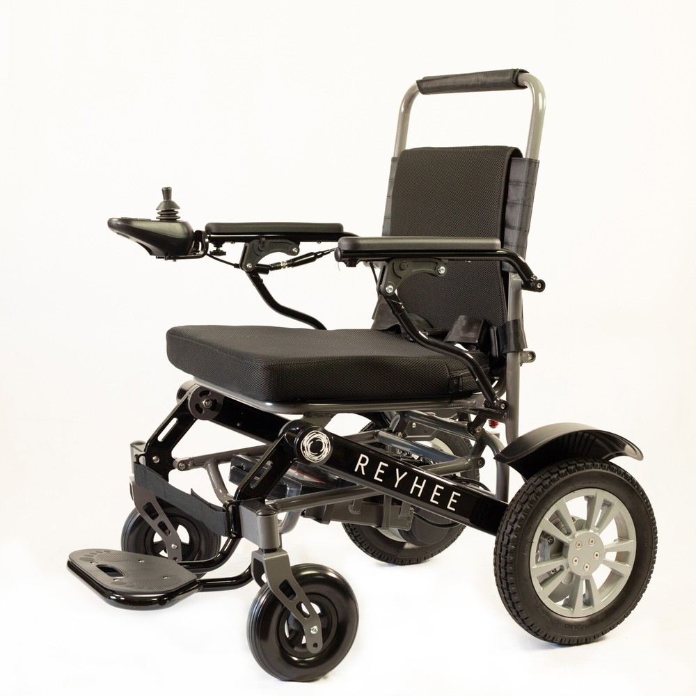 Foldable Electric Wheelchair 300 lb Capacity In Home Warranty 15 mile Black