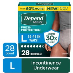 Depend Night Defense Incontinence Underwear for Men, Adult Diapers, L, 56 Count