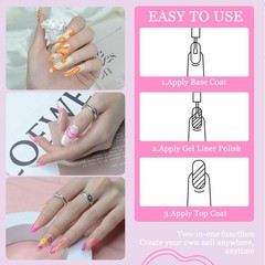 eodci Nail Art Gel Liner Set, 12 Colors Black White Hot Pink Yellow Green Glitte