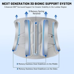 Adjustable Back Brace-Size S (Belly 23.6-29.5 in), 360°Support with 4 Steel S…