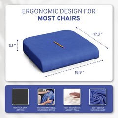 Extra Large Firm Memory Foam Wheelchair Seat Cushion – 19″x17″x3″ for Comfort &