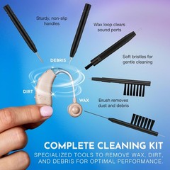 Hearing Aid Cleaning Kit 20pc Set Tools Case Brush Loop Wiper Bag *(79