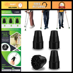 Heavy Duty 3/4″ Rubber Cane Tips – Non-Slip Grip Replacement Feet Caps, 4 Pack