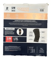 Copper Fit Elite Air Compression Knee Sleeve- Black S/M (12”-16”) 2 Pack