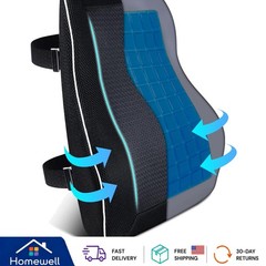 Durable & Comfortable Gel Lumbar Support for Extended Sitting – Fits Most Chairs
