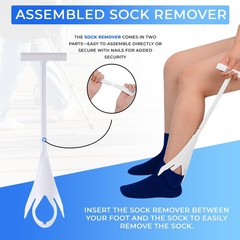 Sock Aid Kit, Premium Puller for Removing Socks or Stockings, White