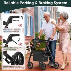 Foldable Rollator Walker with Seat for Seniors Adults Rolling Walker Max 500 lbs