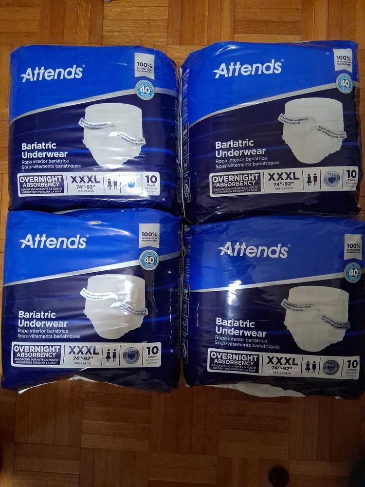 Adult Incontinence Underwear Attends Bariatric XXXL 74–92″ 10 Count, 7 packs!