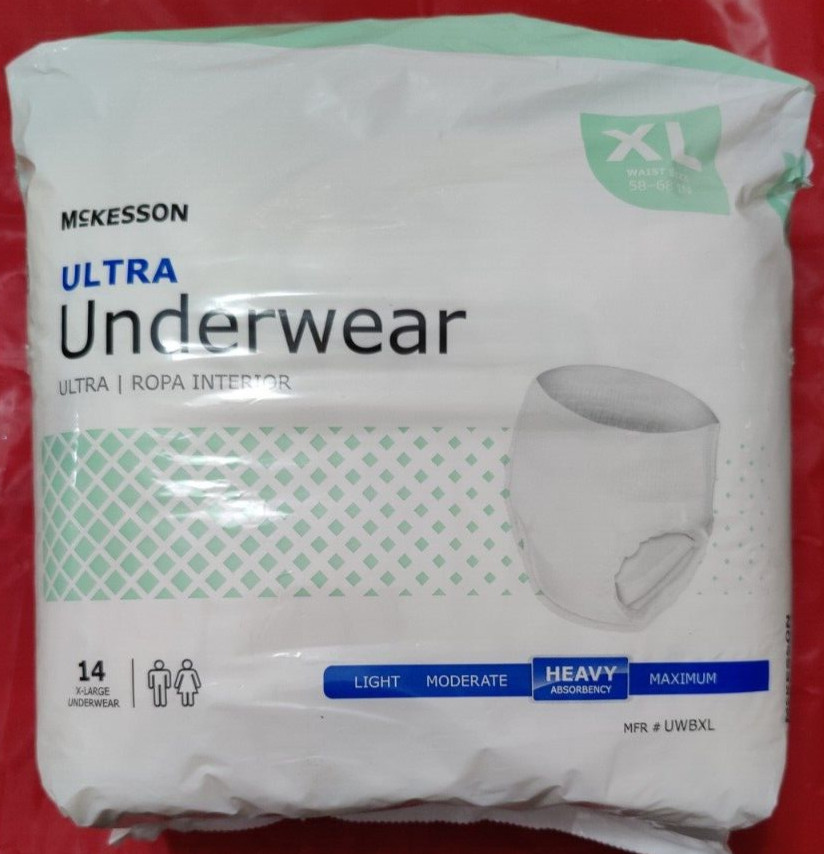 4 pk McKesson Ultra Pull On Underwear Adult XL Disposable Heavy Absorbency 14 Ct