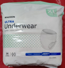 4 pk McKesson Ultra Pull On Underwear Adult XL Disposable Heavy Absorbency 14 Ct