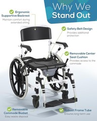 22″ 3-in-1 Self-Propelled Heavy Duty Aluminum Wheelchair, 300LBs Capacity
