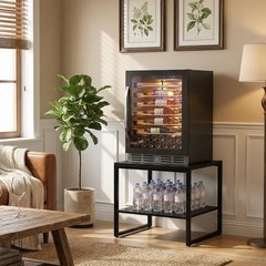 Homieasy End Table 20 Inch Square End Table Mini Fridge Stand 2-Tier Storage