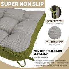 Chair Cushion Set for Rocking Chair, Back Pillow & Seat Cushion Grass Green