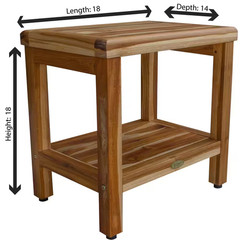 Earthyteak Classic 18 In. Teak Shower Bench with Shelf