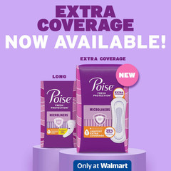 4 Pack Poise Microliners Incontinence Panty Liners, 1 Drop Lightest, Long, 50ct