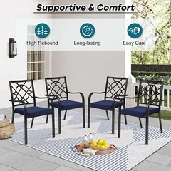 Basic Beyond Outdoor Chair Cushions for 18.5″x16″x3″(Pack of 4), 01 – Navy