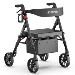 Steppliot Rollator Walker for Seniors Adults with Seat Backrest Black Max 500 Lb