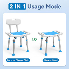 Loyoda Shower Chair for Inside Shower with Removable Back, Adjustable Height, El
