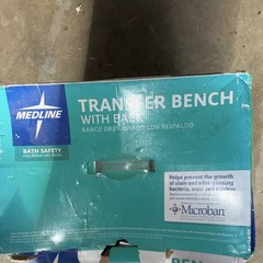 Medline Transfer Bench with Back, Anti-Microbial, Gray, M5067298616