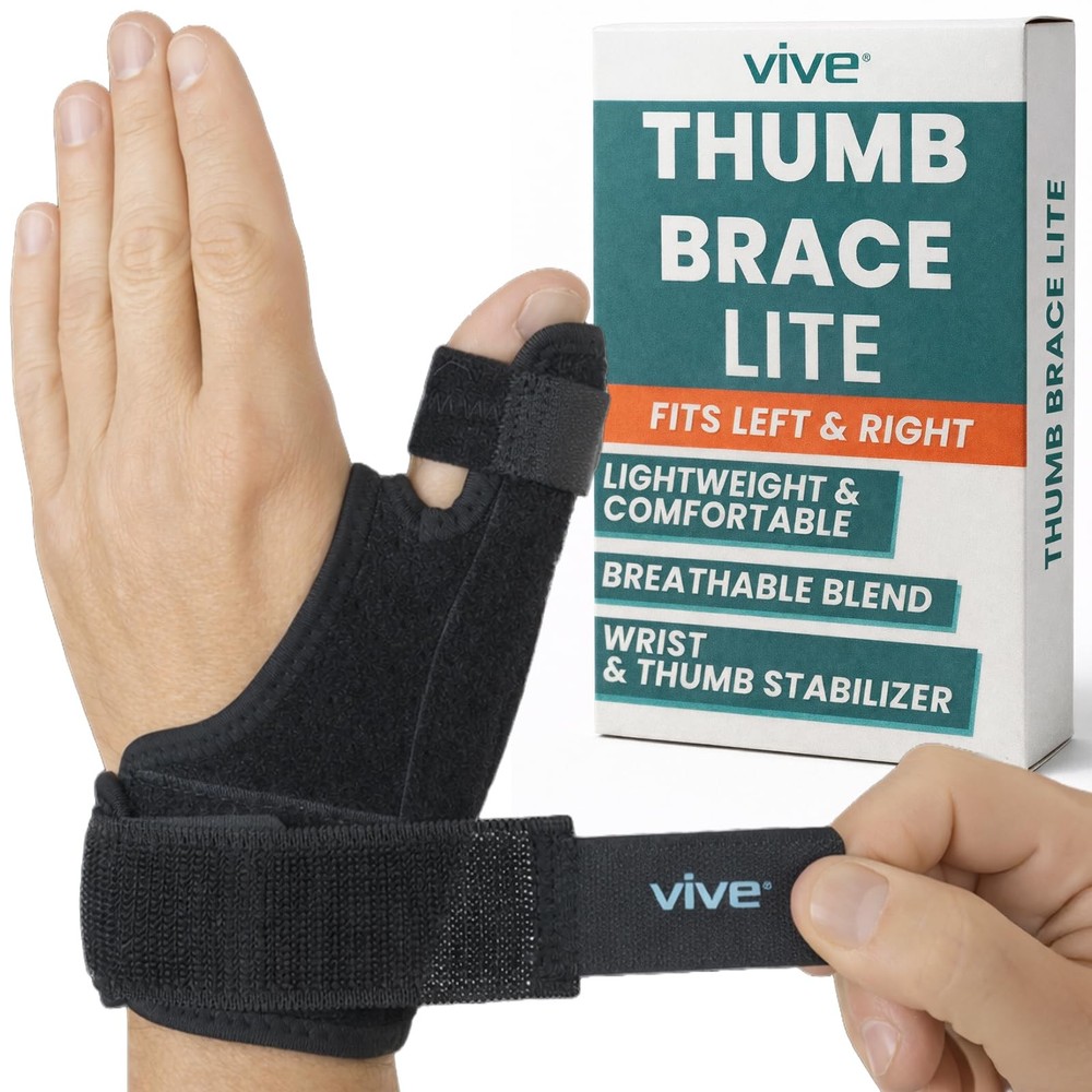 Vive Thumb Brace & Wrist – Carpal Tunnel 1 Count (Pack of 1), Black