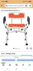 Adjustable Shower Chair for Inside Shower, Padded Seat with Arms , 550lbs Orange
