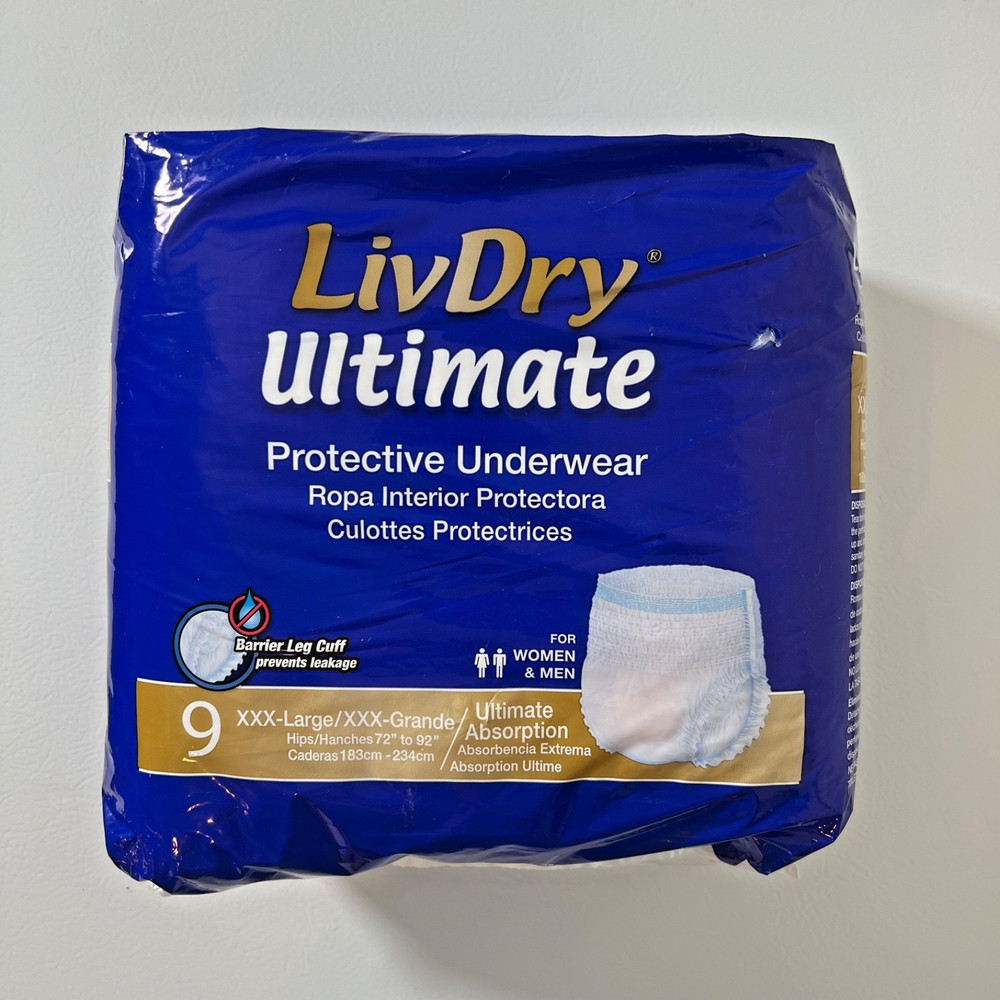 LivDry Ultimate Protective Underwear XXX-Large 9 count, for Men and Women