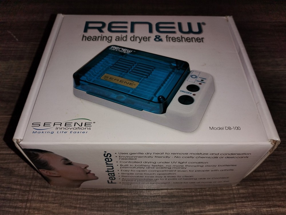 Renew Hearing Aid Dryer & Freshener Model DB-100 Serene Innovations 2014 In Box