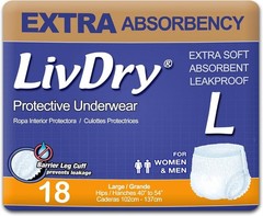 Extra Absorbent Adult Incontinence Underwear, Large Size, 18 Count, Leak-Proof