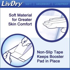 LivDry Incontinence Booster Pads, Use with Adult Diapers for Women Or Men, 20 CT